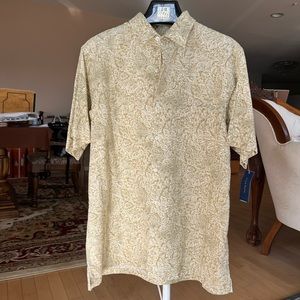 NWT Tan floral print button up shirt